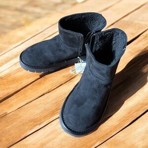 Black Suede Ankle Boots with Memory Foam